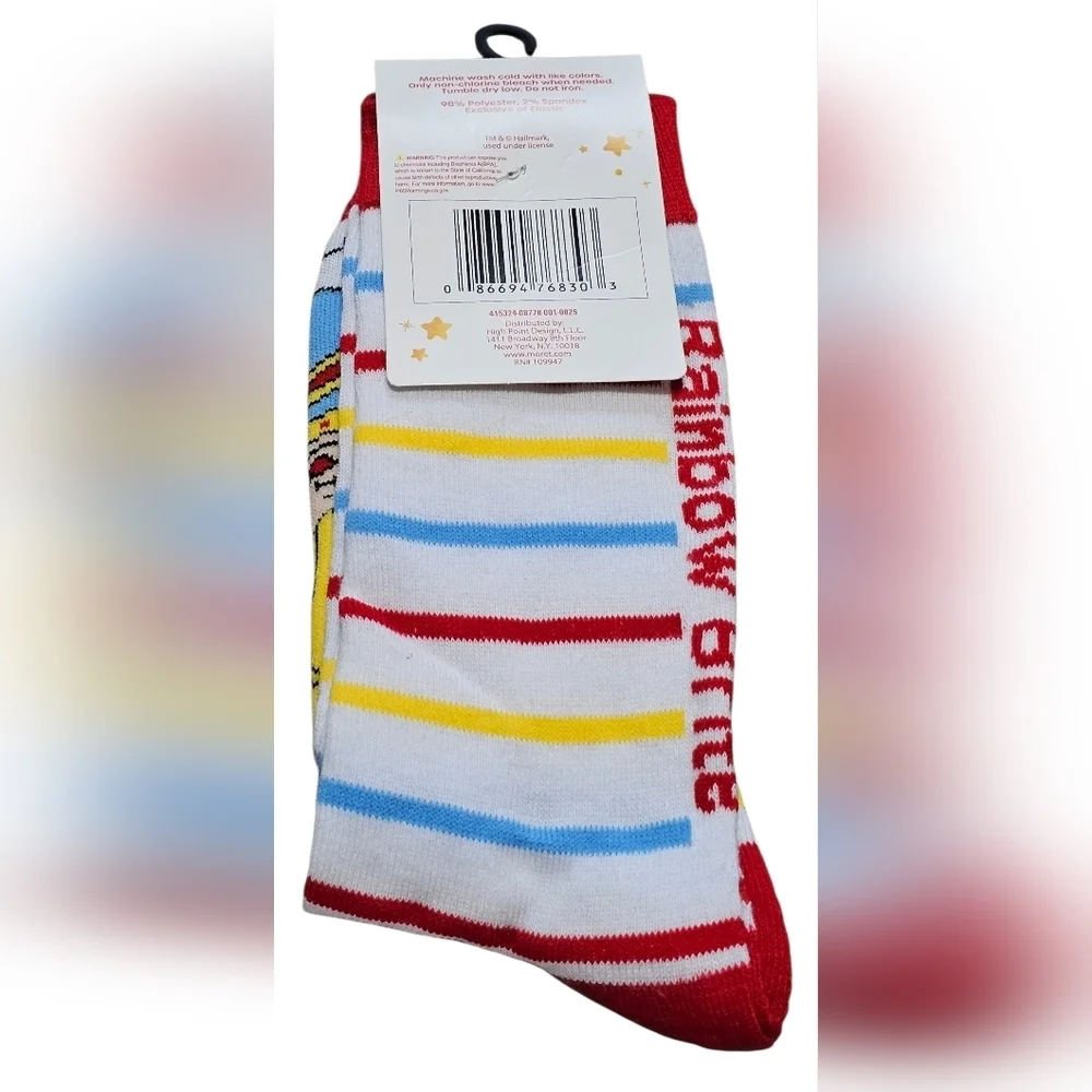 Rainbow Brite Striped Socks In Red, Yellow And Blue. Show Size 6½-12/sock 10-13